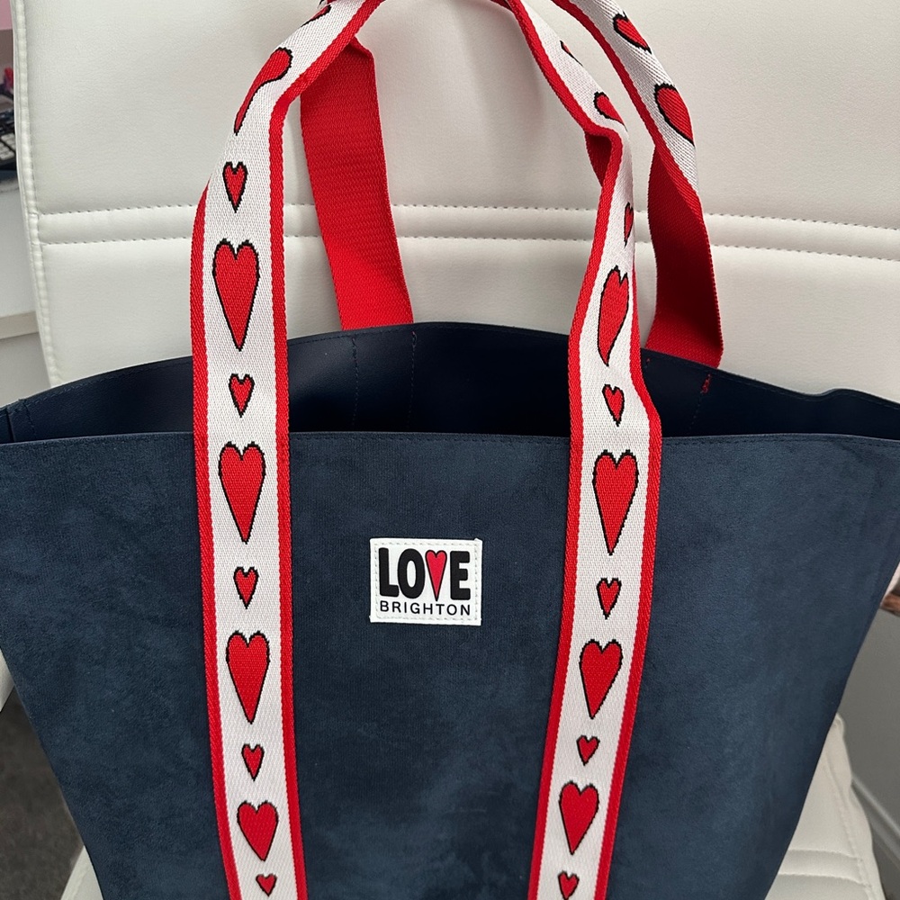 New Brighton Love Navy and Red Heart Tote Never Used